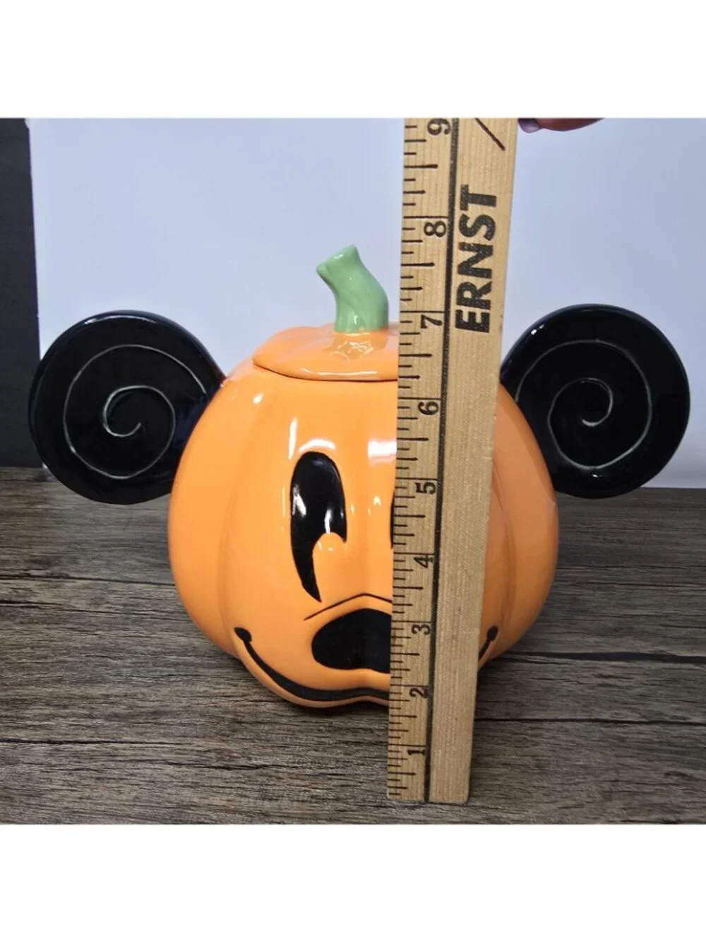 Disney Mickey Mouse Halloween Jack o Lantern Pumpkin Ceramic Cookie Jar Canister